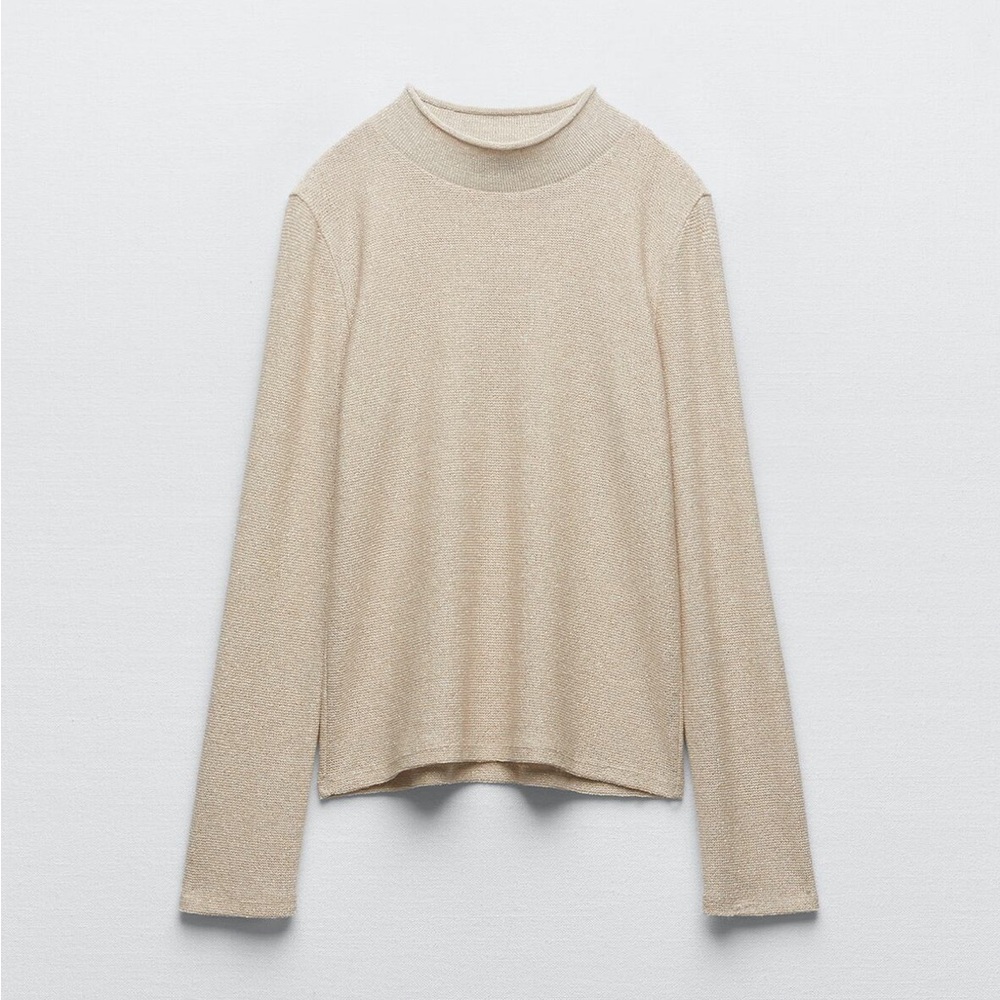ZARA SHINY MOCK NECK TOP